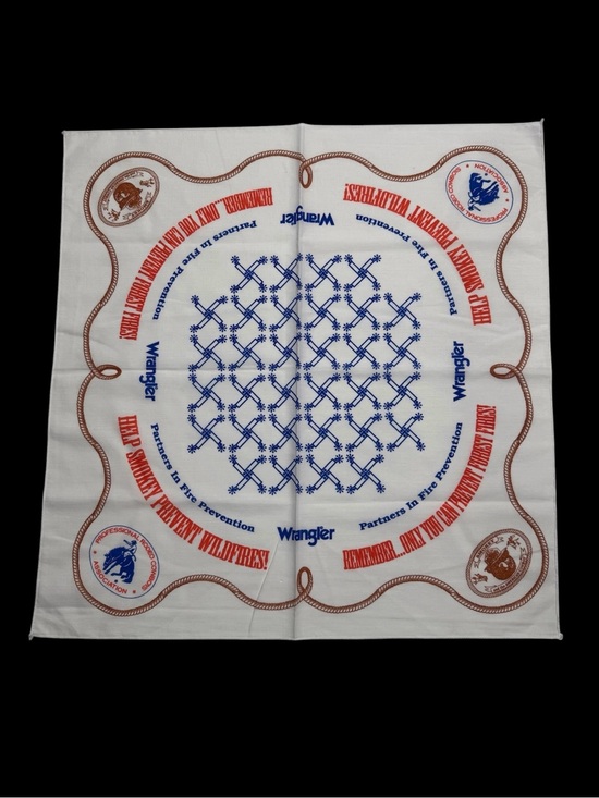 Vintage 1994 Smokey Bear PRCA Rodeo Bandana US Forest Service 50th